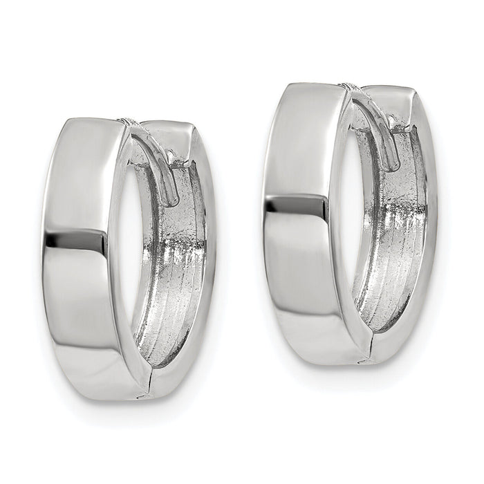 14k White Gold Round Hinged Hoop Earrings-TM623
