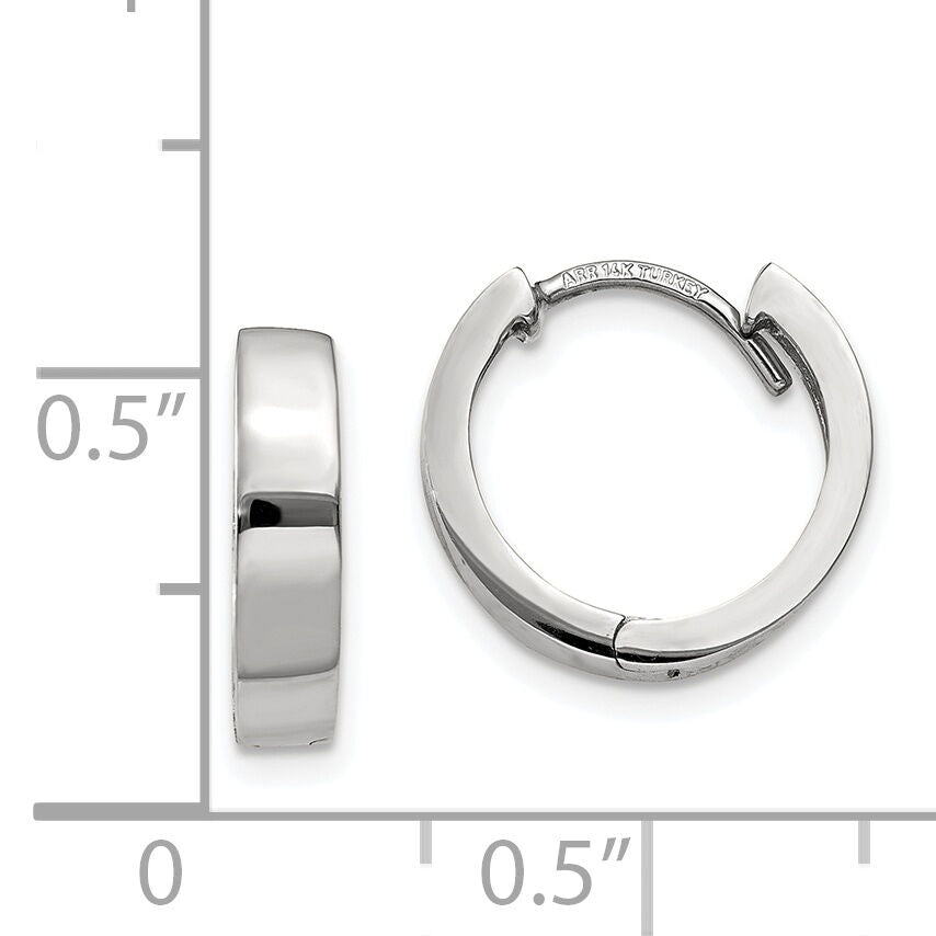 14k White Gold Round Hinged Hoop Earrings-TM623