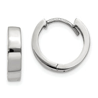 14k White Gold Round Hinged Hoop Earrings-TM623