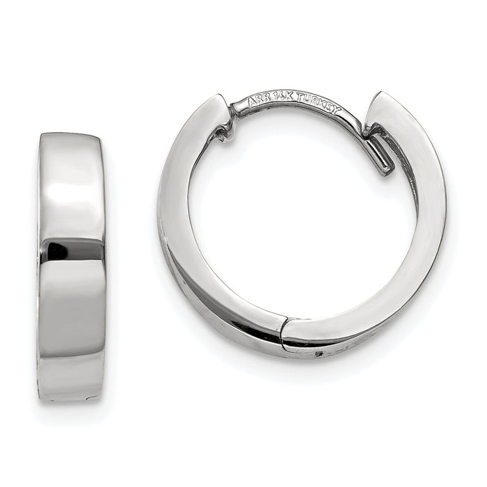 14k White Gold Round Hinged Hoop Earrings-TM623