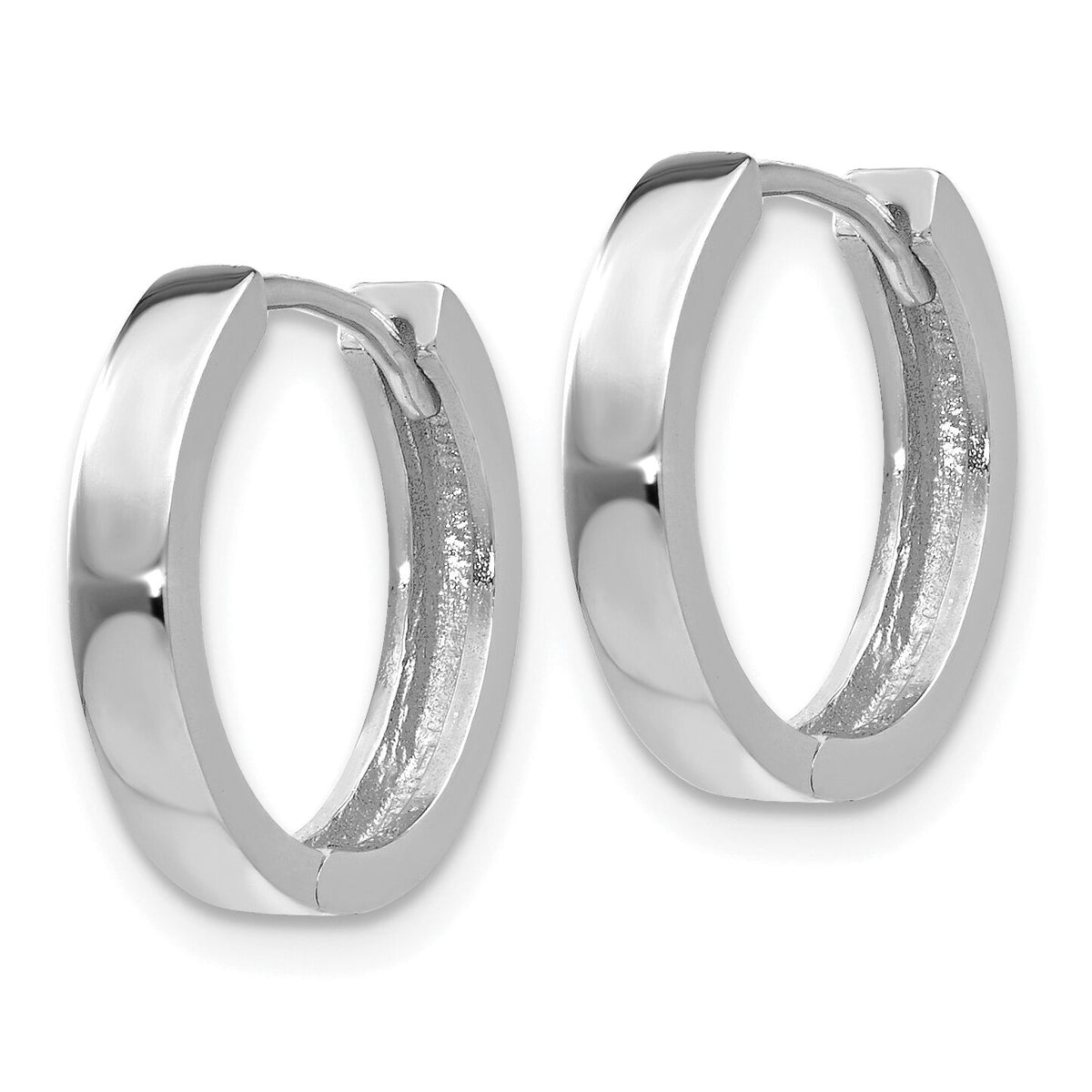 14k White Gold Round Hinged Hoop Earrings-TM625