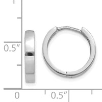 14k White Gold Round Hinged Hoop Earrings-TM625