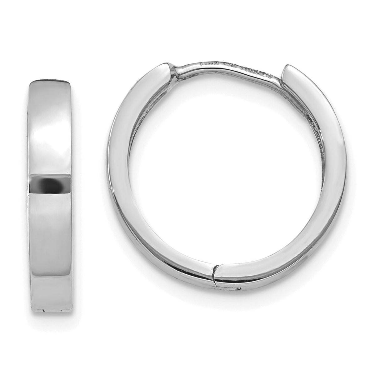 14k White Gold Round Hinged Hoop Earrings-TM625