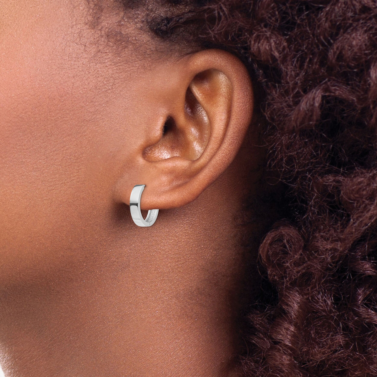 14k White Gold Round Hinged Earrings-TM628