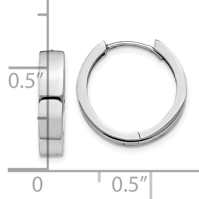 14k White Gold Round Hinged Earrings-TM628