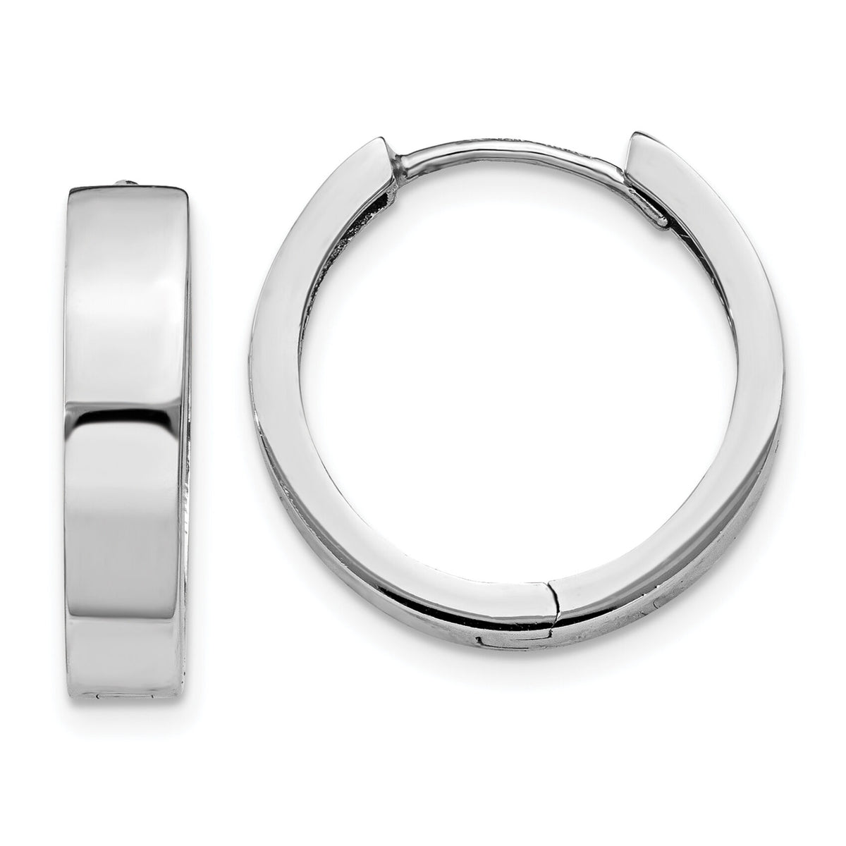 14k White Gold Round Hinged Earrings-TM628