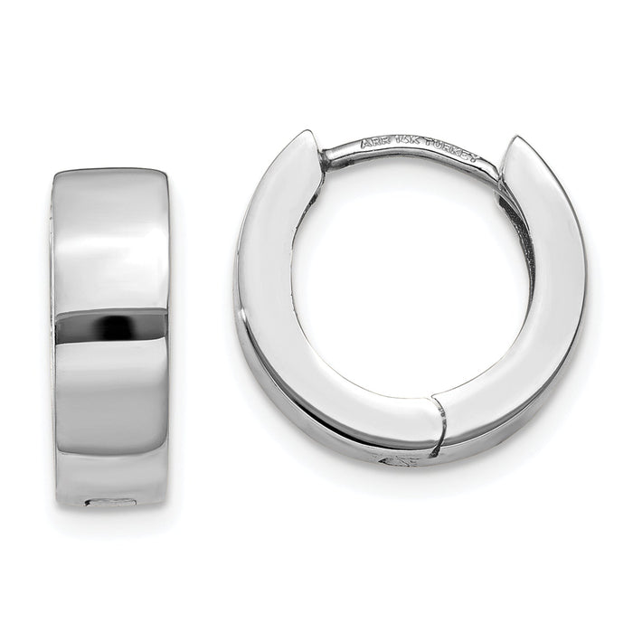 14K White Gold Hinged Hoop Earrings-TM631