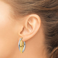 14K Two-tone Oval Hoop Earrings-TM658