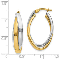 14K Two-tone Oval Hoop Earrings-TM658