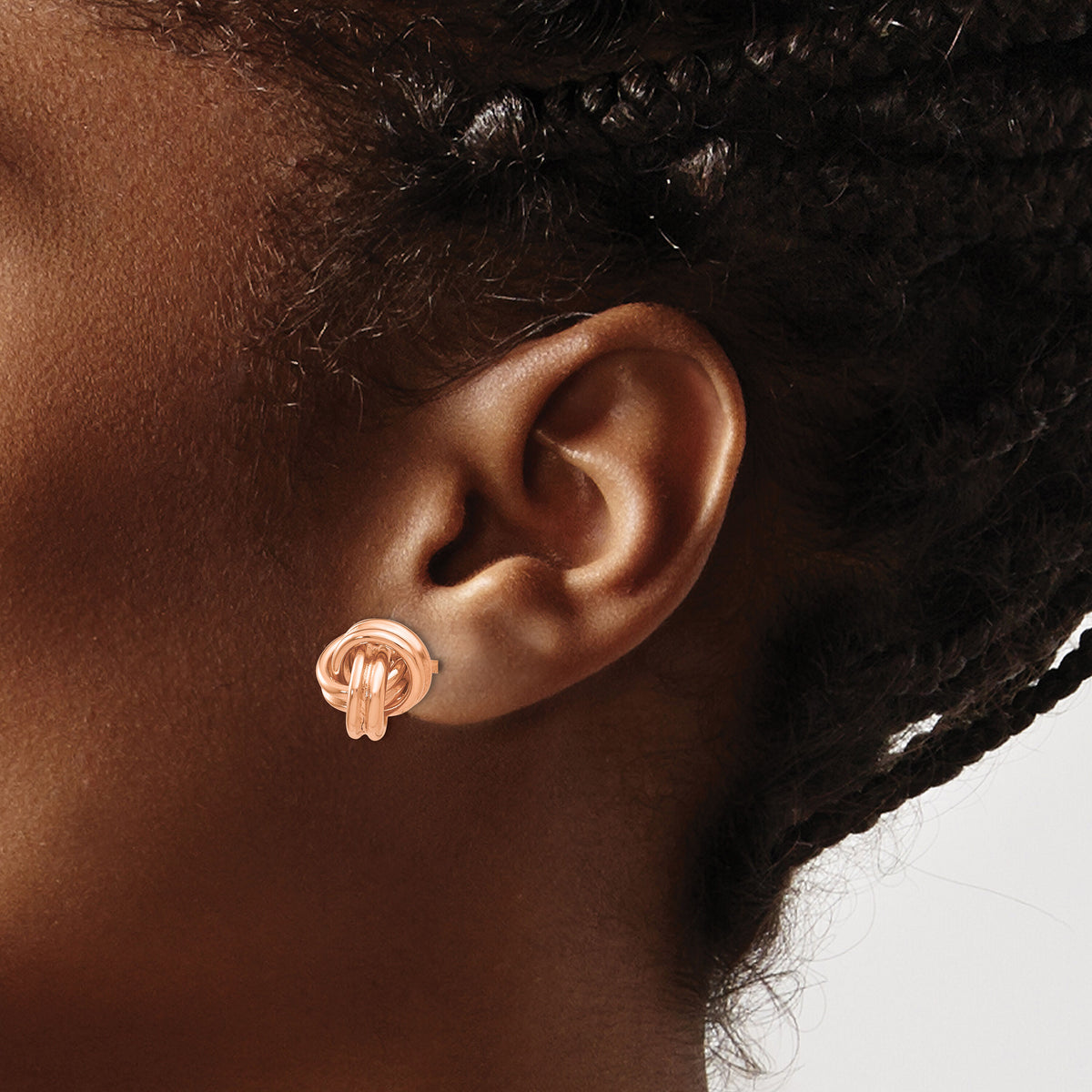 14k Rose Gold Polished Love Knot Post Earrings-TM705R