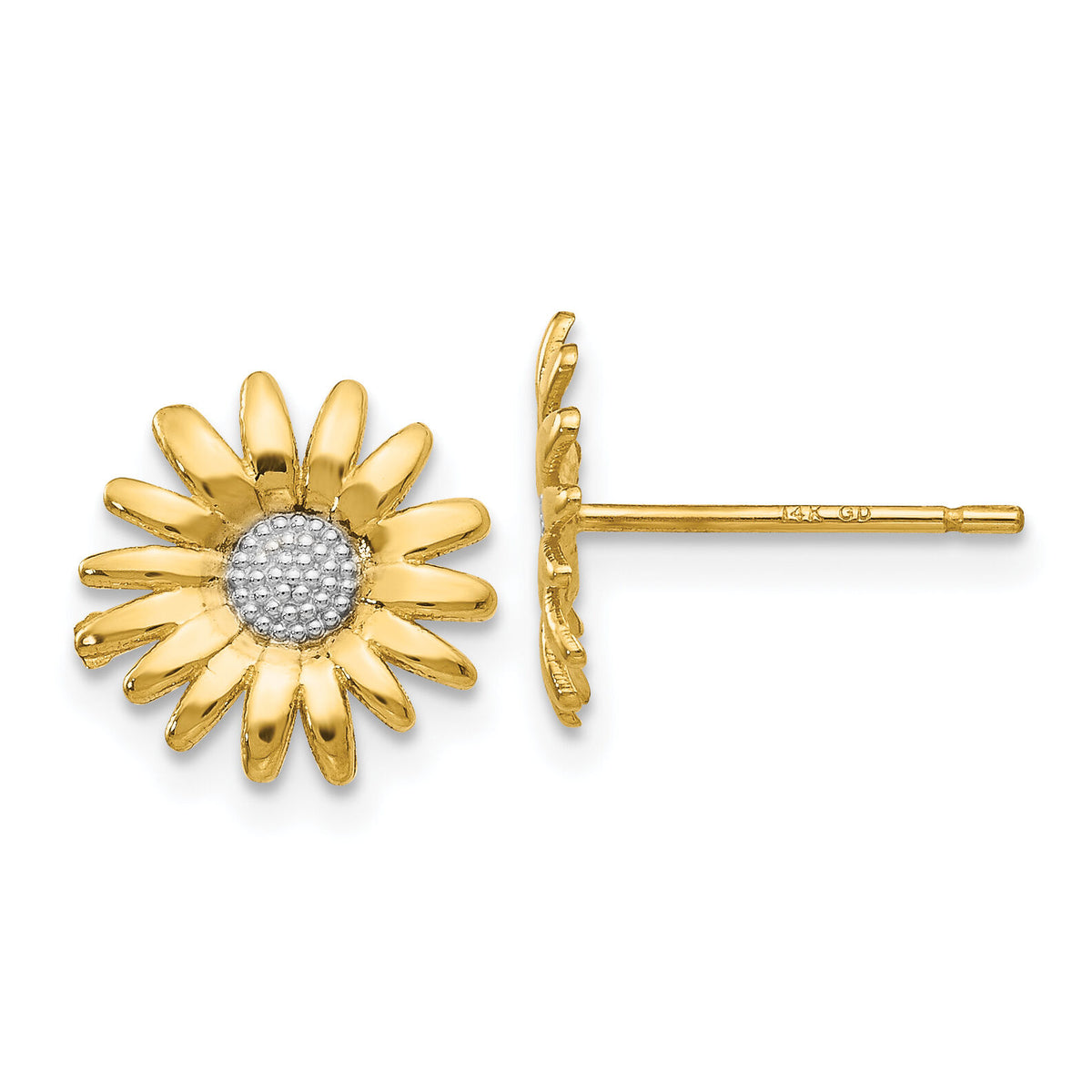 14k & Rhodium Mini Daisy Post Earrings-TM735