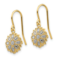 14k & Rhodium D/C Polished Fancy Dangle Earrings-TM740