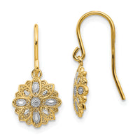 14k & Rhodium D/C Polished Fancy Dangle Earrings-TM740