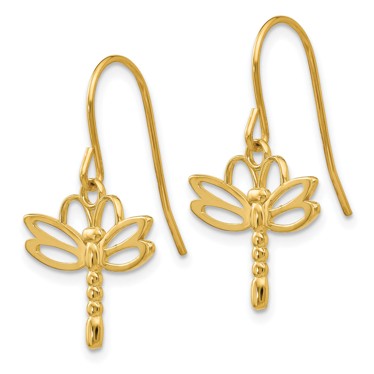 14k Dragonfly Shepherd Hook Earrings-TM748