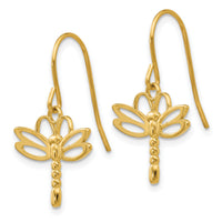 14k Dragonfly Shepherd Hook Earrings-TM748