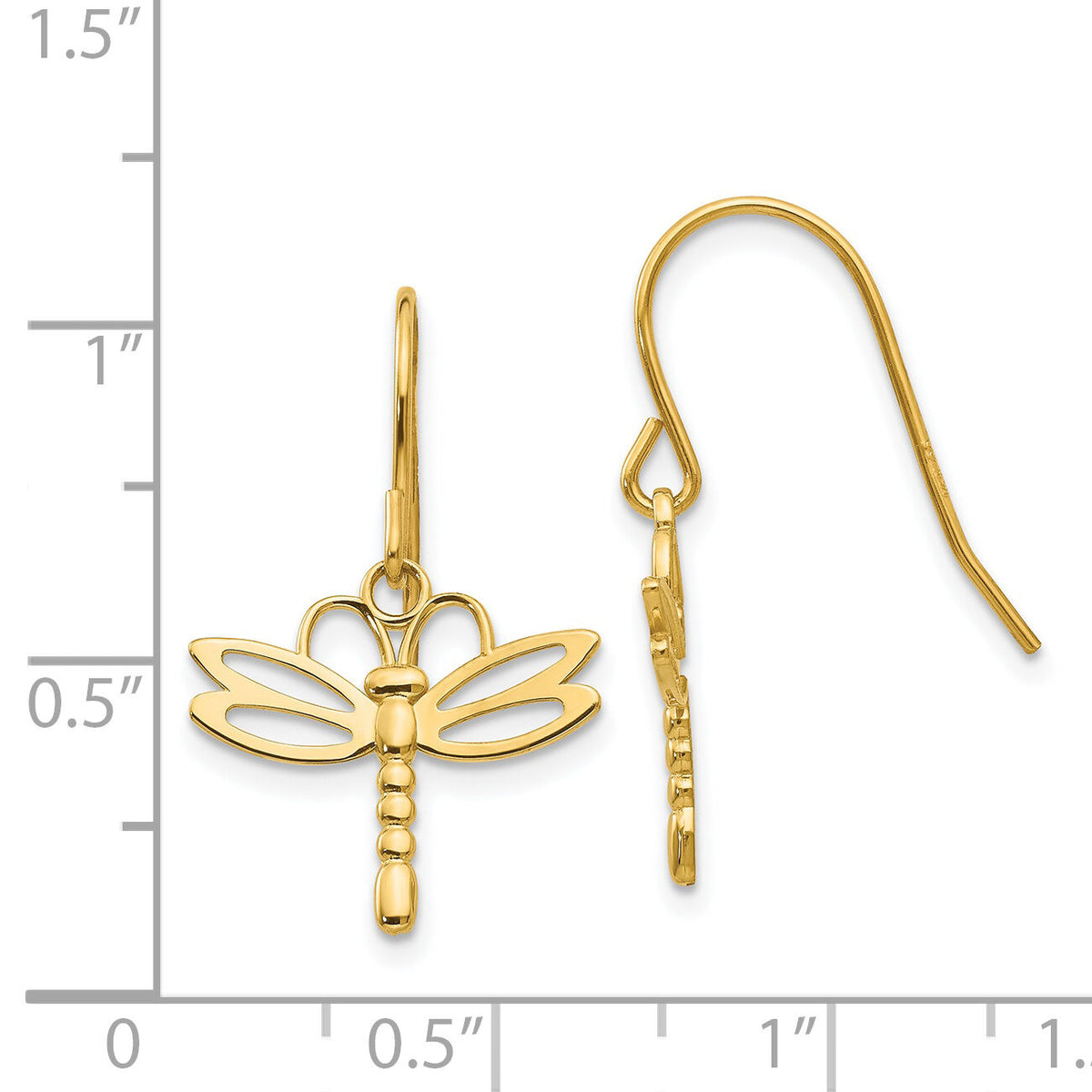14k Dragonfly Shepherd Hook Earrings-TM748