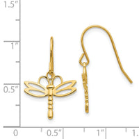 14k Dragonfly Shepherd Hook Earrings-TM748