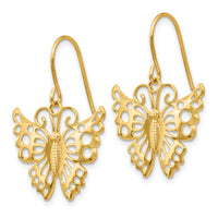 14k Dangle Butterfly Shepherd Hook Earrings-TM751