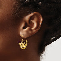 14k Dangle Butterfly Shepherd Hook Earrings-TM751
