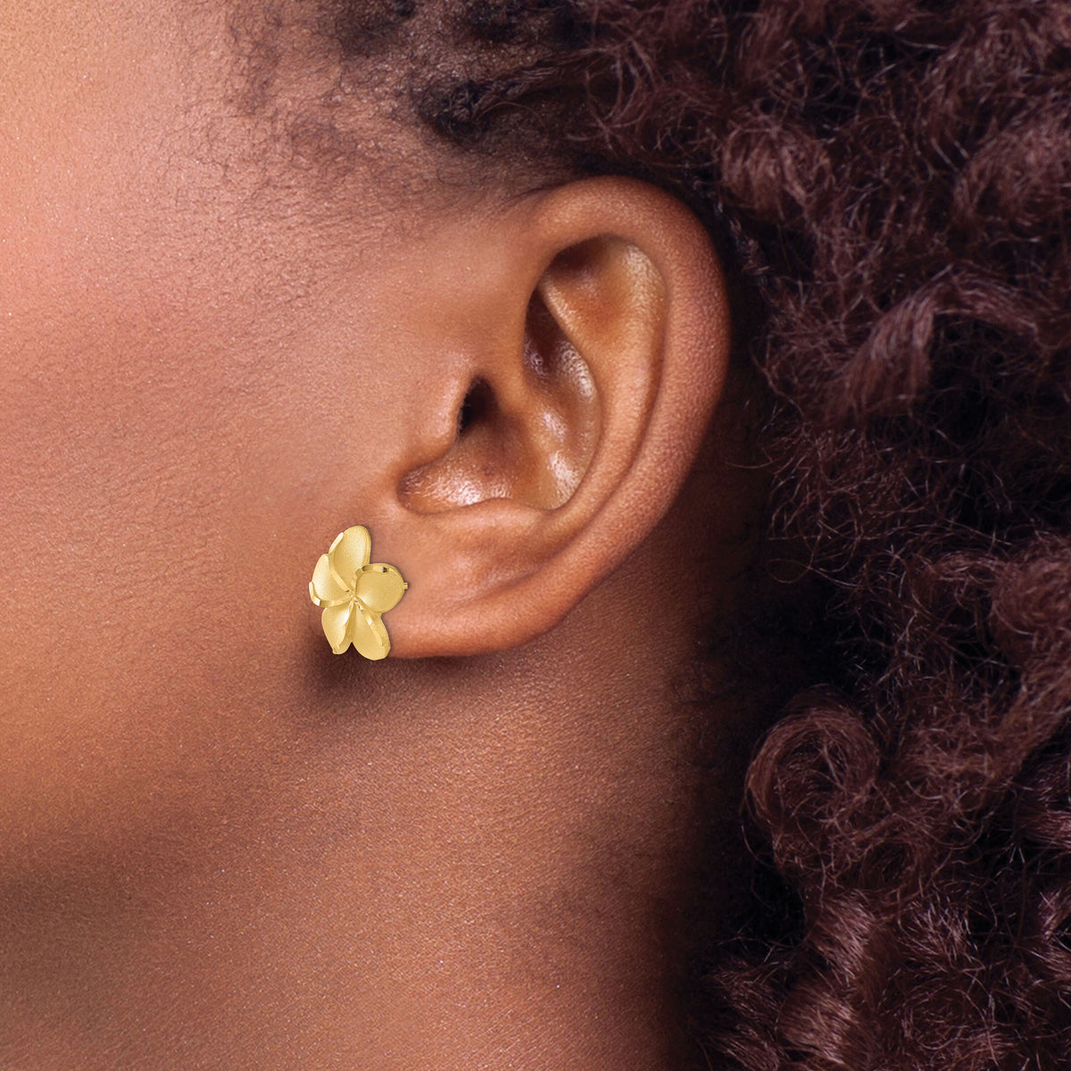 14k Plumeria Post Earrings-TM761