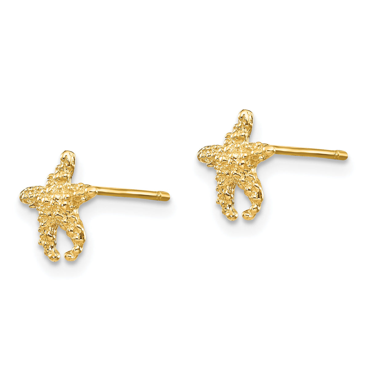 14K Polished and Textured Starfish Post Earrings-TM765