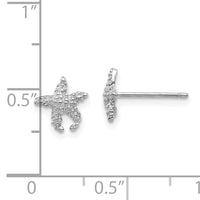 14K White Gold Polished and Textured Starfish Post Earrings-TM765W