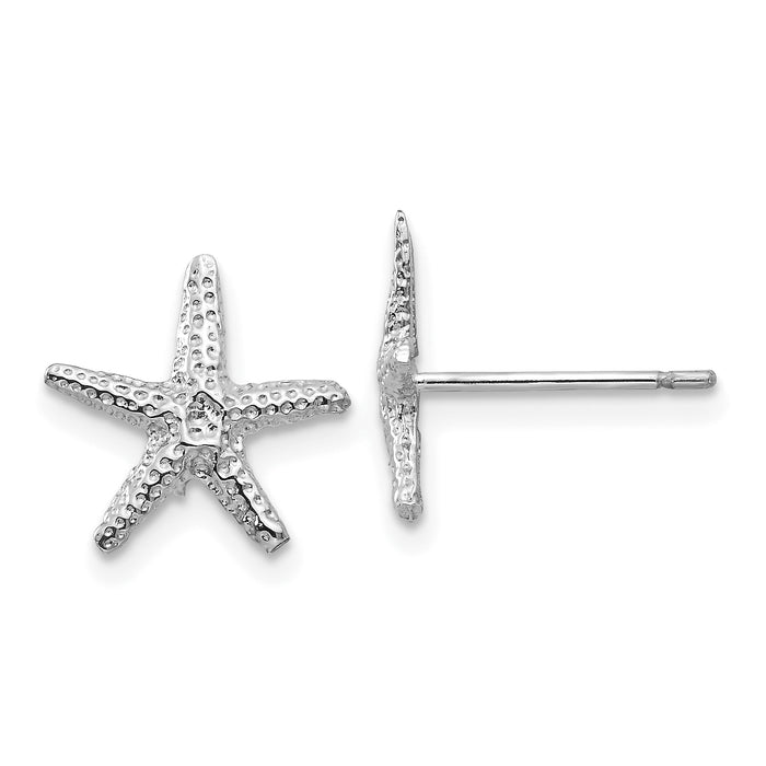 14k White Gold Starfish Post Earrings-TM766W