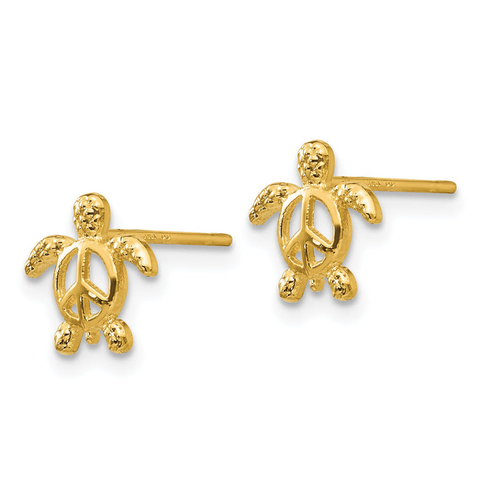 14k Peace Turtle Post Earrings-TM777