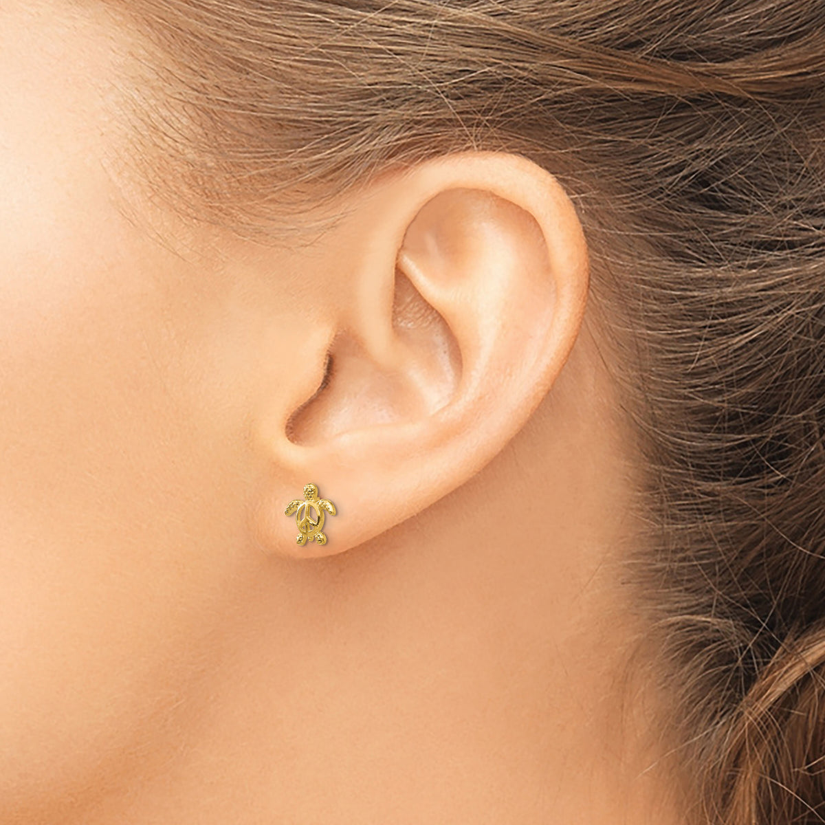 14k Peace Turtle Post Earrings-TM777