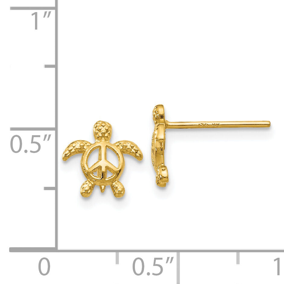 14k Peace Turtle Post Earrings-TM777