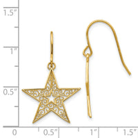 14k Filigree Star Shepherd Hook Earrings-TM784
