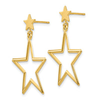 14k Star Dangle Post Earrings-TM785