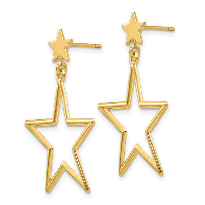 14k Star Dangle Post Earrings-TM785