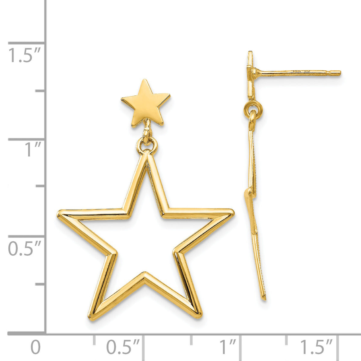 14k Star Dangle Post Earrings-TM785