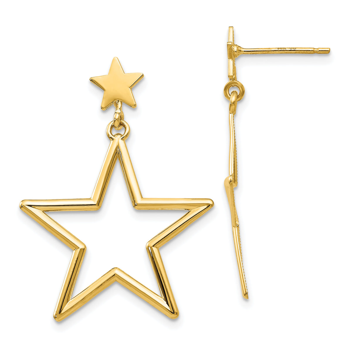 14k Star Dangle Post Earrings-TM785