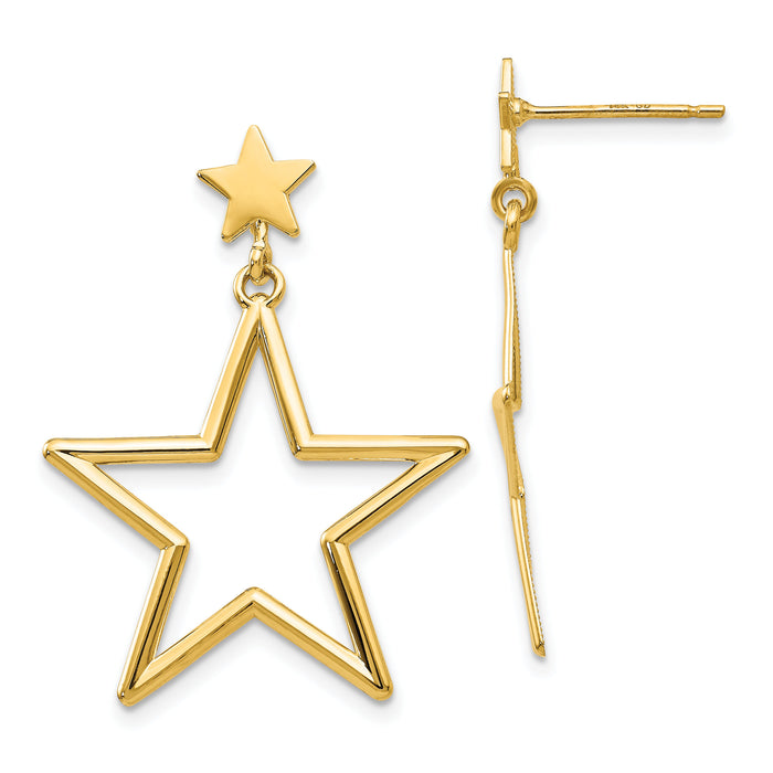 14k Star Dangle Post Earrings-TM785