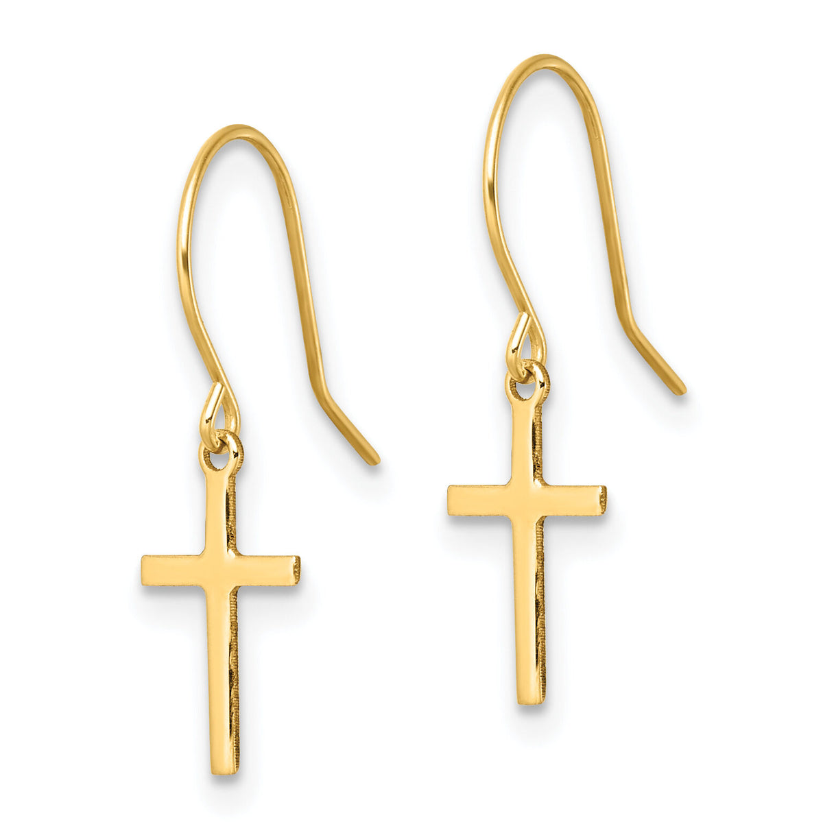 14k Dangle Cross Shepherd Hook Earrings-TM788