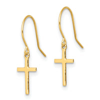 14k Dangle Cross Shepherd Hook Earrings-TM788
