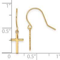 14k Dangle Cross Shepherd Hook Earrings-TM788