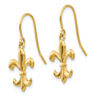 14k Polished Fleur de lis Dangle Earrings-TM791