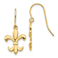 14k Polished Fleur de lis Dangle Earrings-TM791