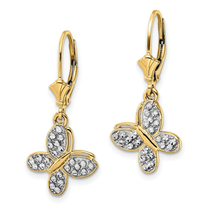 14k & White Rhodium D/C Fancy Butterfly Earrings-TM803