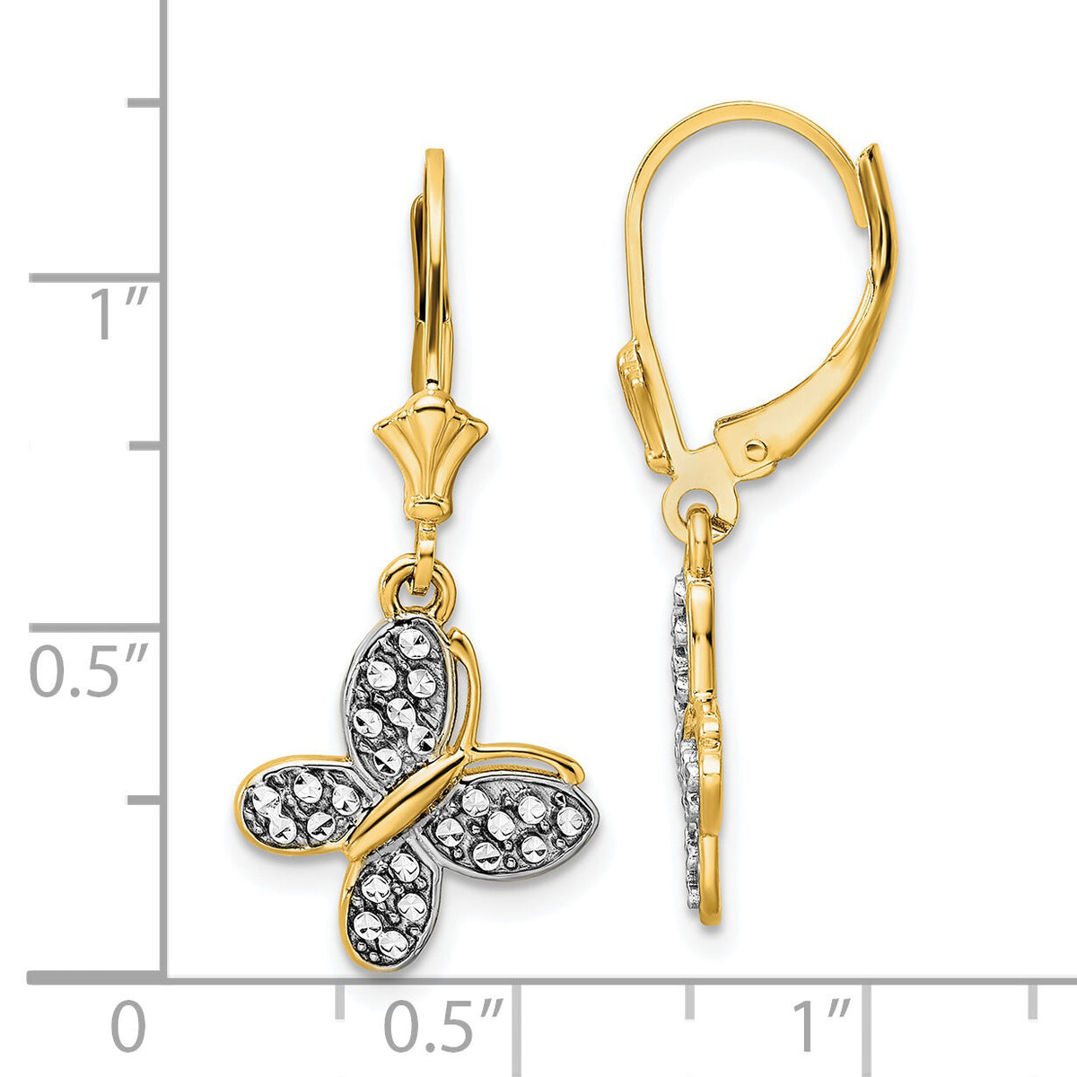 14k & White Rhodium D/C Fancy Butterfly Earrings-TM803