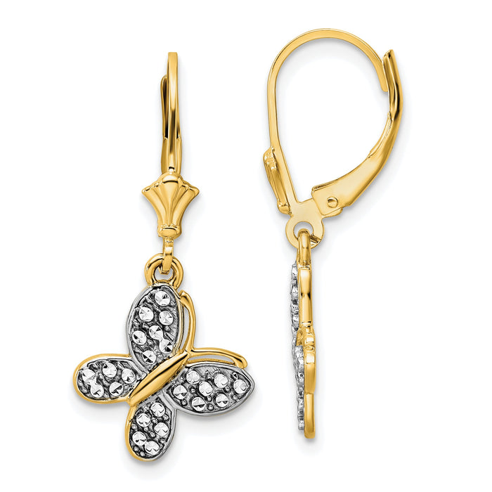 14k & White Rhodium D/C Fancy Butterfly Earrings-TM803