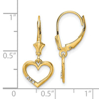 14k & White Rhodium D/C Heart Leverback Earrings-TM805