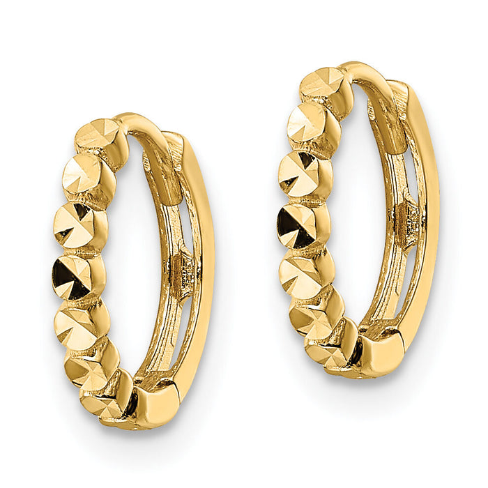 14k Diamond-cut 2x12mm Hinged Hoop Earrings-TM808