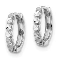 14k White Gold Diamond-cut 2x12mm Hinged Hoop Earrings-TM808W