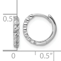 14k White Gold Diamond-cut 2x12mm Hinged Hoop Earrings-TM808W