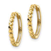 14k Diamond-cut 2x16mm Hinged Hoop Earrings-TM812