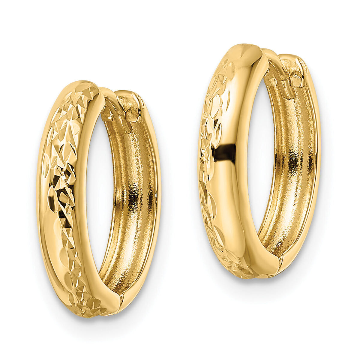 14k Polished Textured 3x15mm Hinged Hoop Earrings-TM813